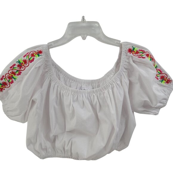 Millie Mackintosh Pitusa NWT Women's Pullover Top White Size L embordary detail - Picture 3 of 7